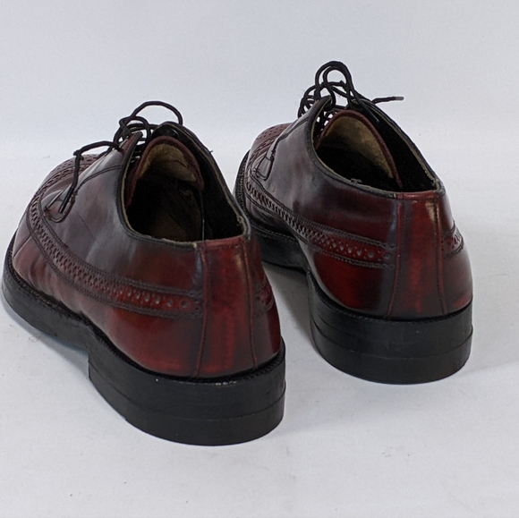 Vintage Florsheim Wingtip Balmoral Shoes, Dark Cherry, size 12, Re-soled, Read - Picture 8 of 14